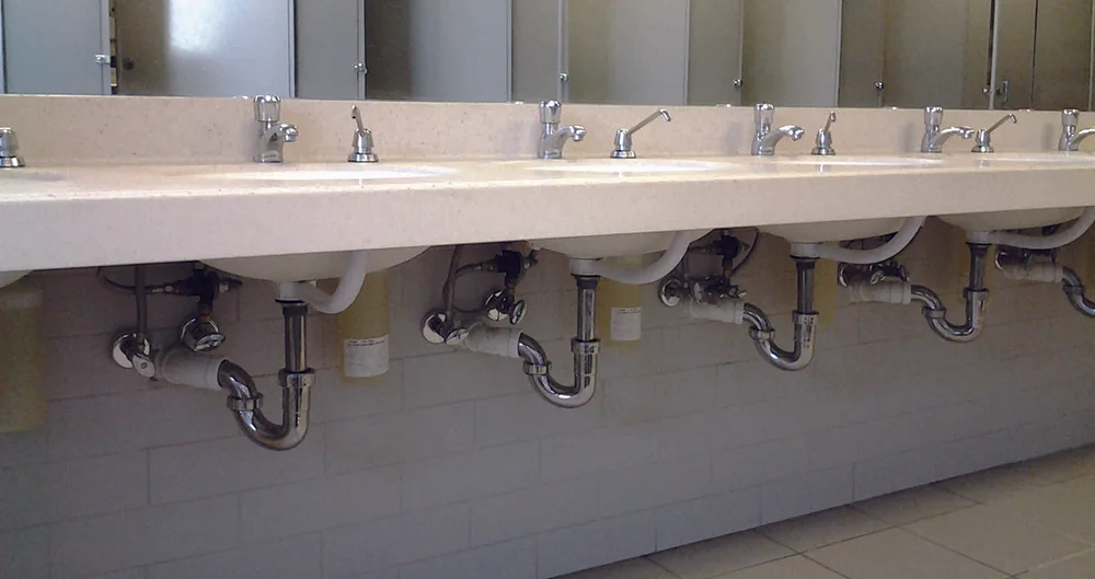 ADA Compliant restroom with floating vanity